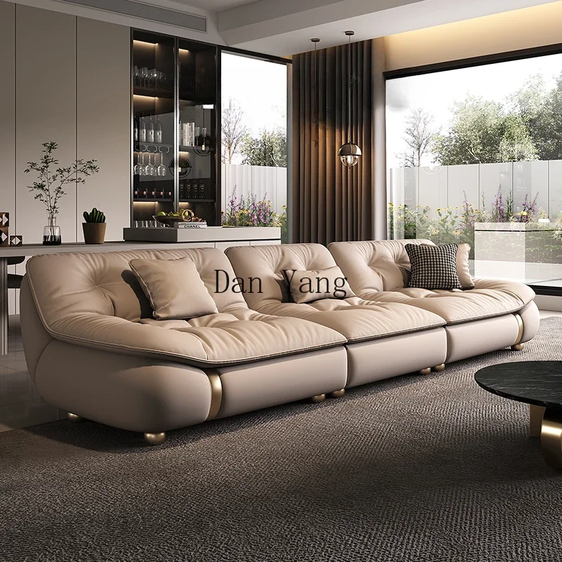 High-end atmospheric luxury modern light luxury sailboat real first-layer cowhide soft sofa horizontal living room not against