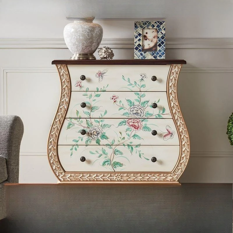 chest decorative storage solid wood locker American drawer painted locker.