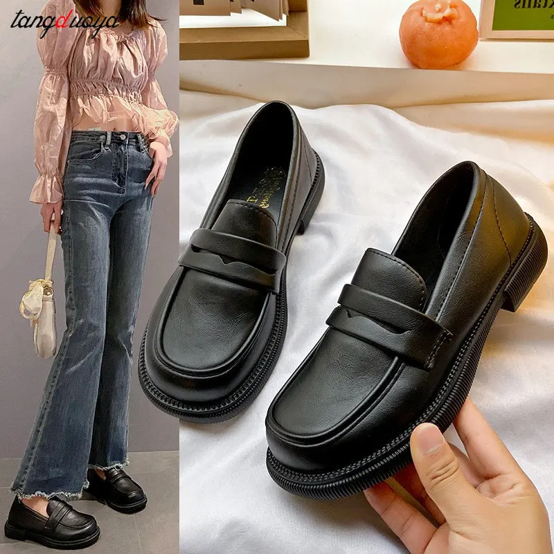 Shoes Woman Loafers Soft Leather Flats Slip on mocasines chaussures plates Sneakers Shoes for Women college style Vintage Shoes