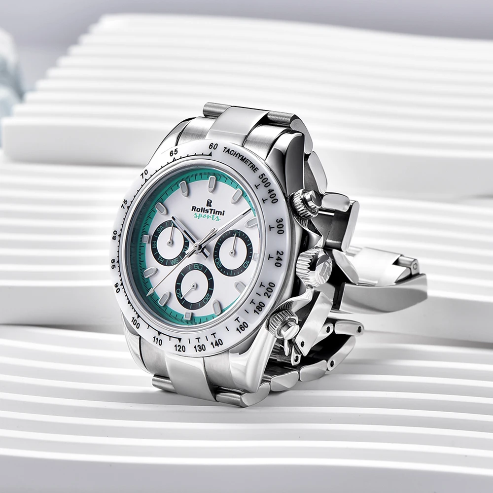 2025 New RollsTimi Brand Luxury Men Watches Quartz Sapphire glass Watch For Men Sport Waterproof 100M Chronograph