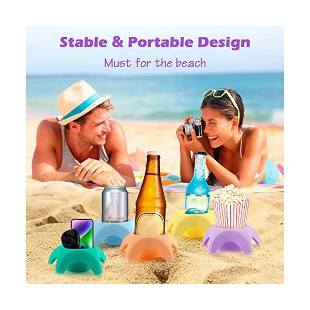strandbekerhouder Beach Vacation Essentials Accessoires, Strandbekerhouders, Zandonderzetters, Beach Travel Essentials voor dames