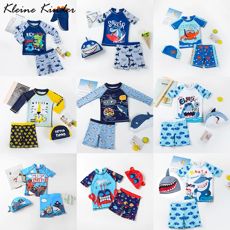 

Boys Swimwear 3 Pieces Swimsuit Boy Long Sleeve Summer Toddler Baby Beach Clothes UV Protection Children's Bathing Swimming Suit