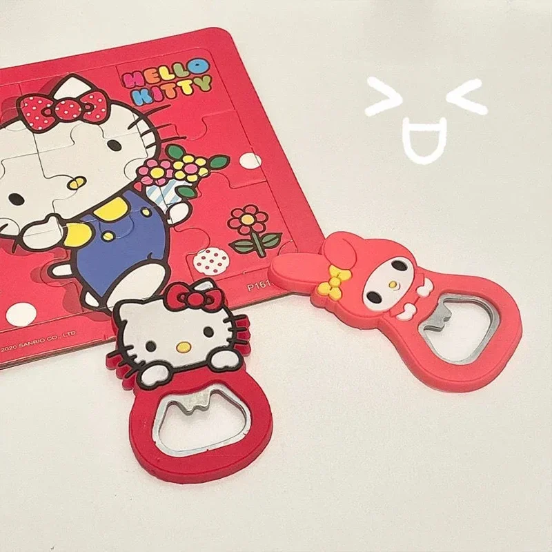 Kawaii Hellokitty Sanrio Bottle Opener Anime My Melody Cartoon Creativity Fridge Magnet Beer Soft Drink Cute Home Girl Gift