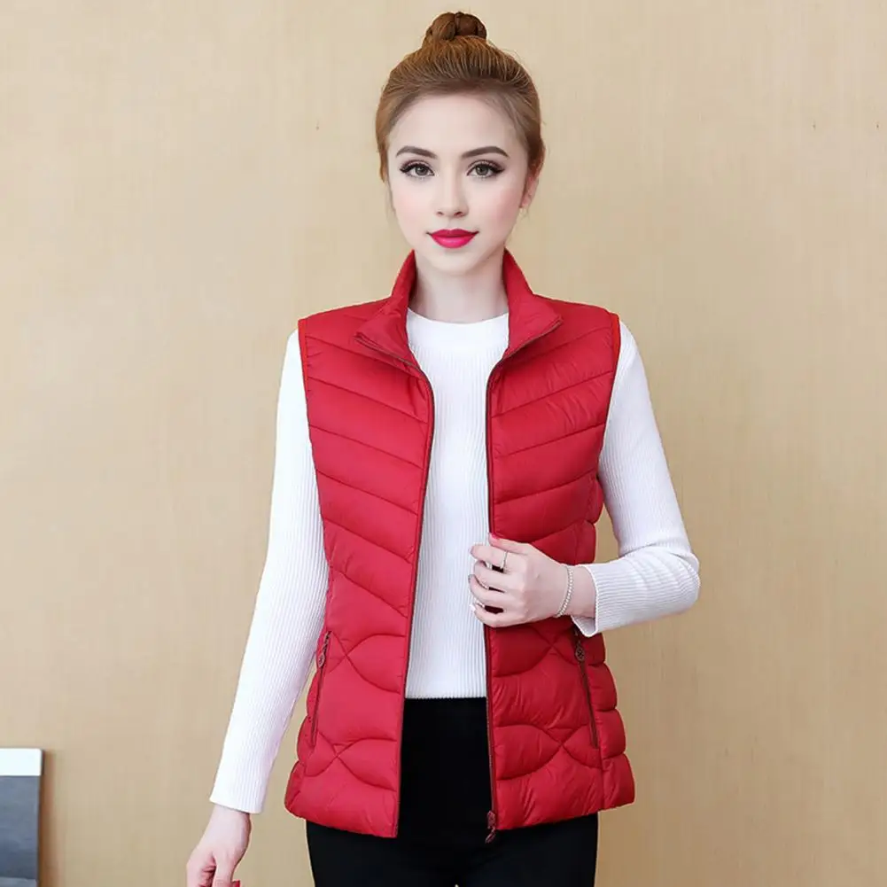 Women Polyester Vest Stylish Women's Padded Vest for Autumn Winter Ultra Light Windproof Waistcoat with Zipper Closure Slim Fit