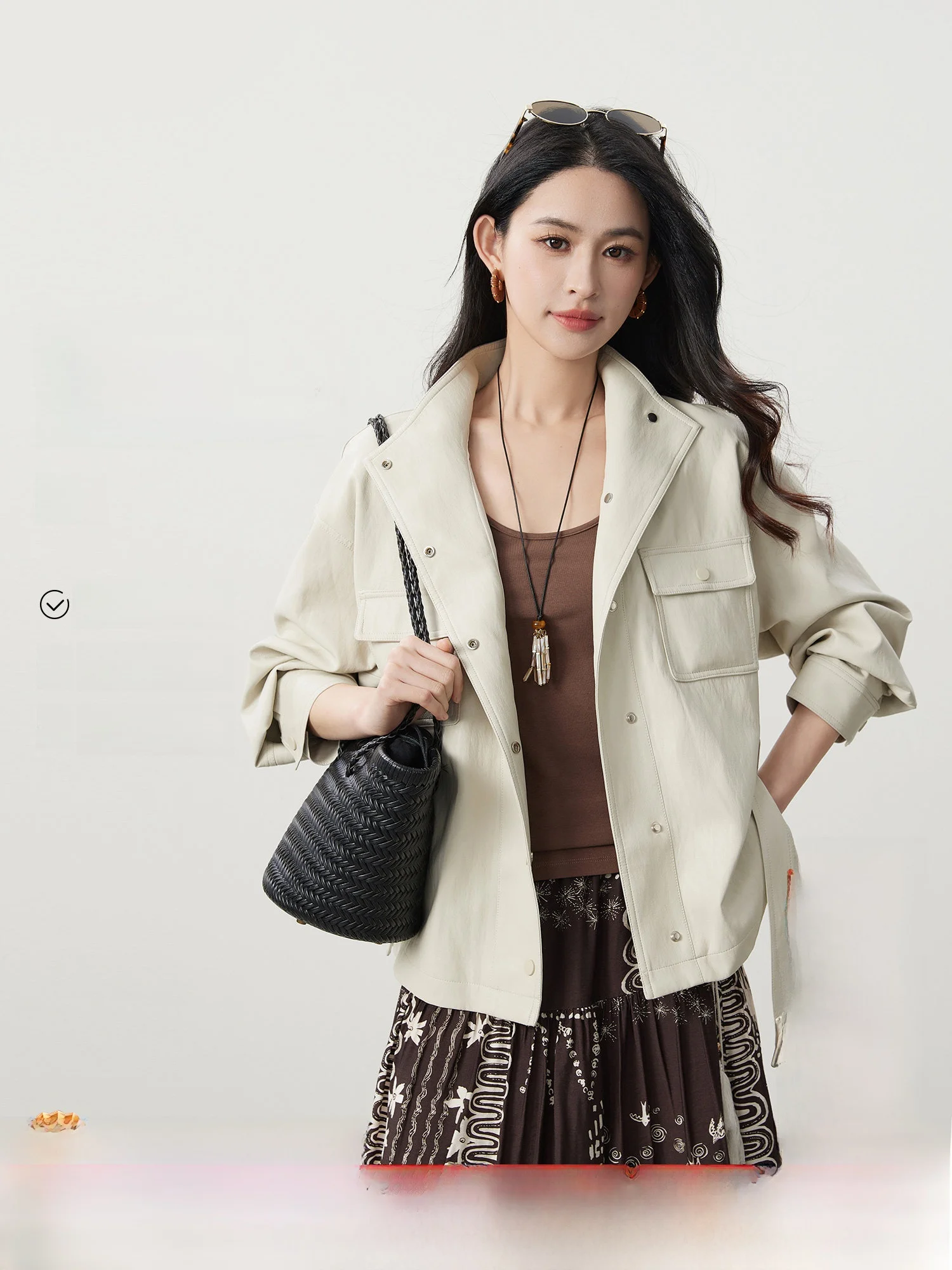 

Кожаная куртка MIJOR Quali с воротником-стойкой, женская, весенняя, с поясом, свободного кроя, с длинными рукавами, универсальная