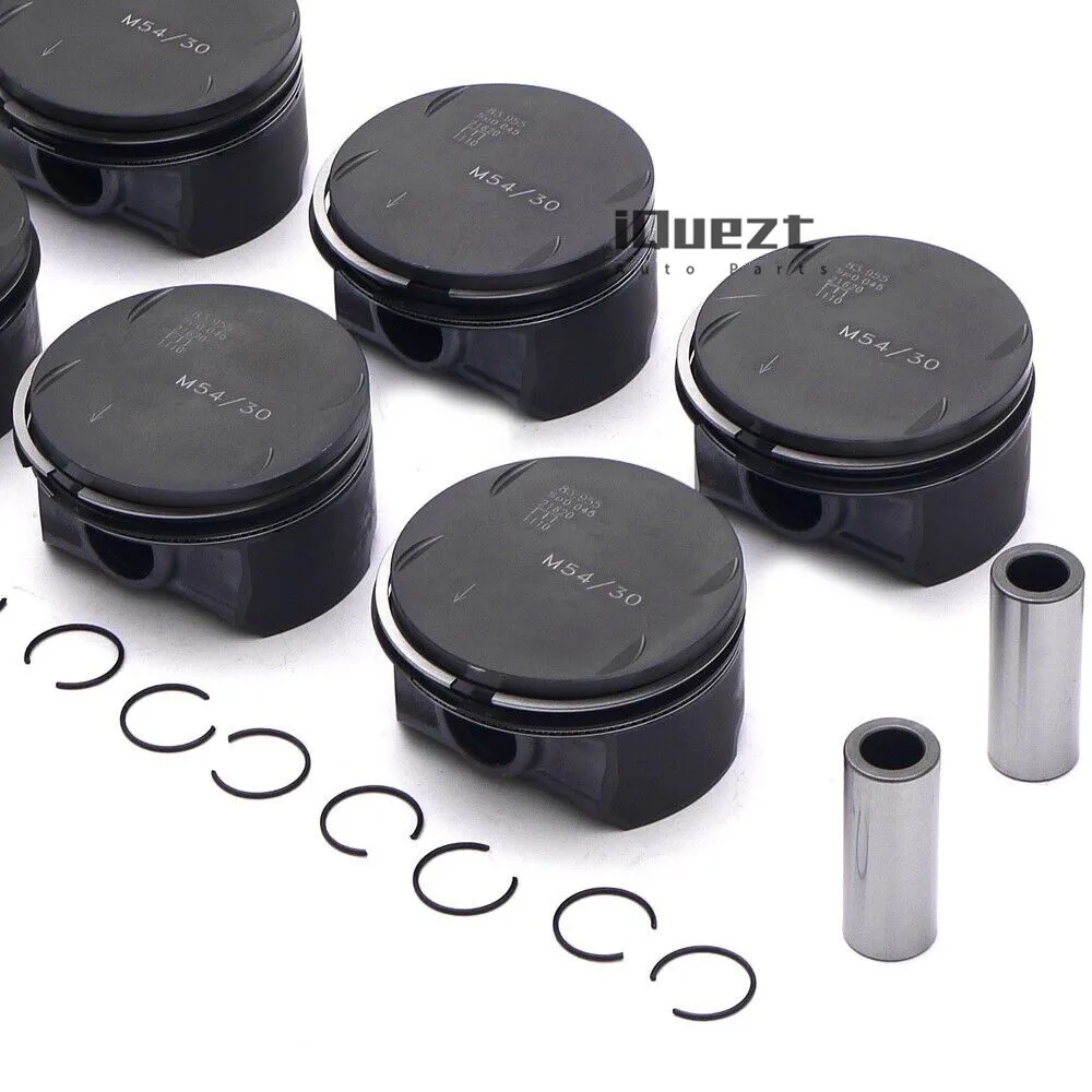 6x Pistons & Rings Set STD for BMW 330i 530i X5 Z4 E46 E53 E60 E85 M54B30 3.0 11257506222