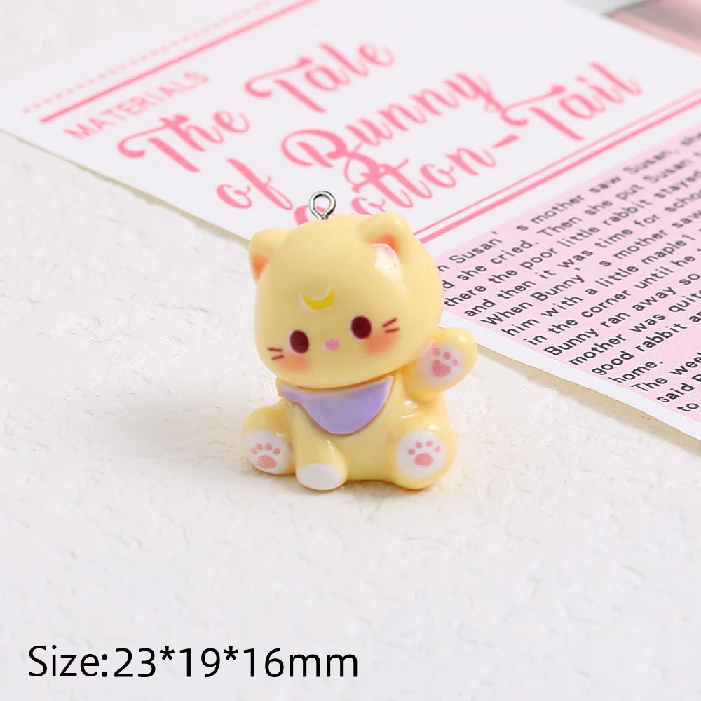 10Pcs Kawaii Cartoon 3D Cat Resin Charms Cute Kitty Animals Pendants for Earrings Keychains DIY Jewelry Make Accessory
