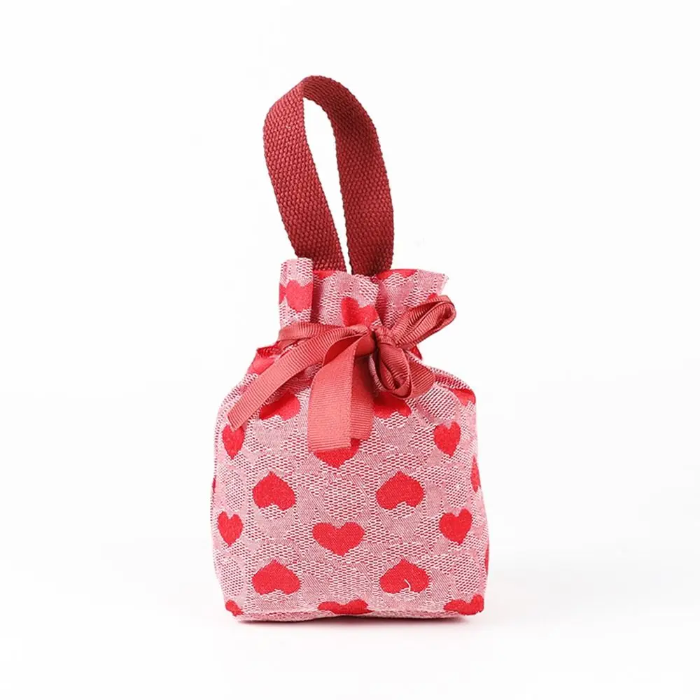 Borsa per zucchero da matrimonio con cuore d'amore dolce, manico di grande capacità, fiocco in nastro, borsa da polso, portafoglio, borsa con fiocco, borsa da esterno