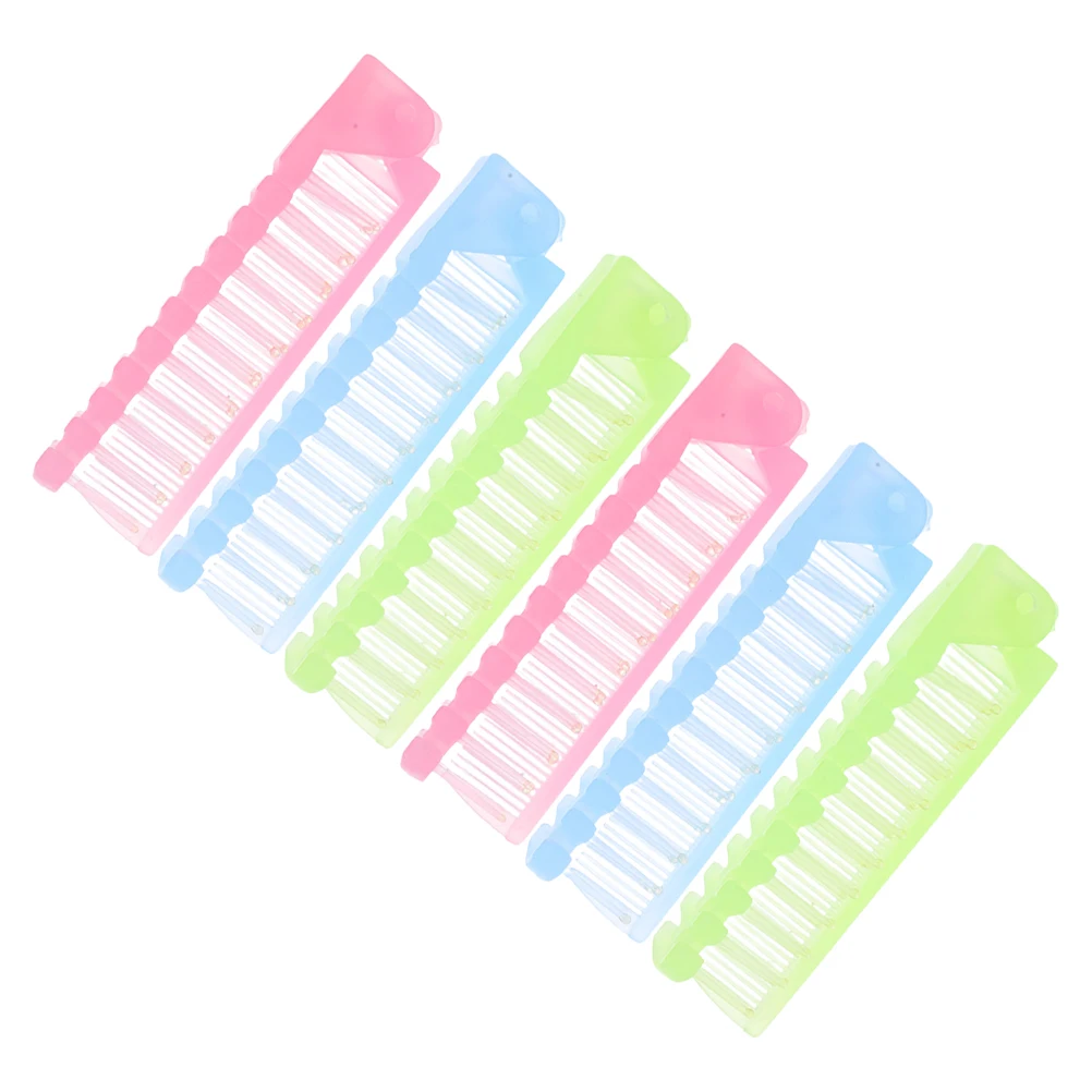 

6pcs Foldable Hair Brush Anti-static Massage Comb Travel Size Pocket Friendly Wide Teeth Soft Rubber PP Material