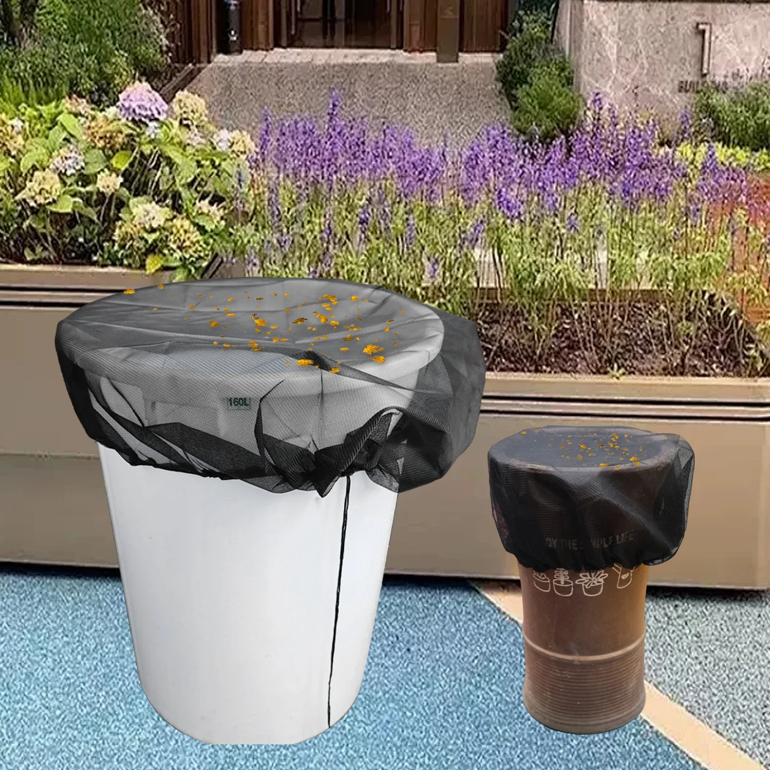 30/60/100CM Regentonne-Netzabdeckung, Wassersammelbehälter-Netz, Insektenschutz-Netzabdeckung für den Garten im Freien – Detail 3