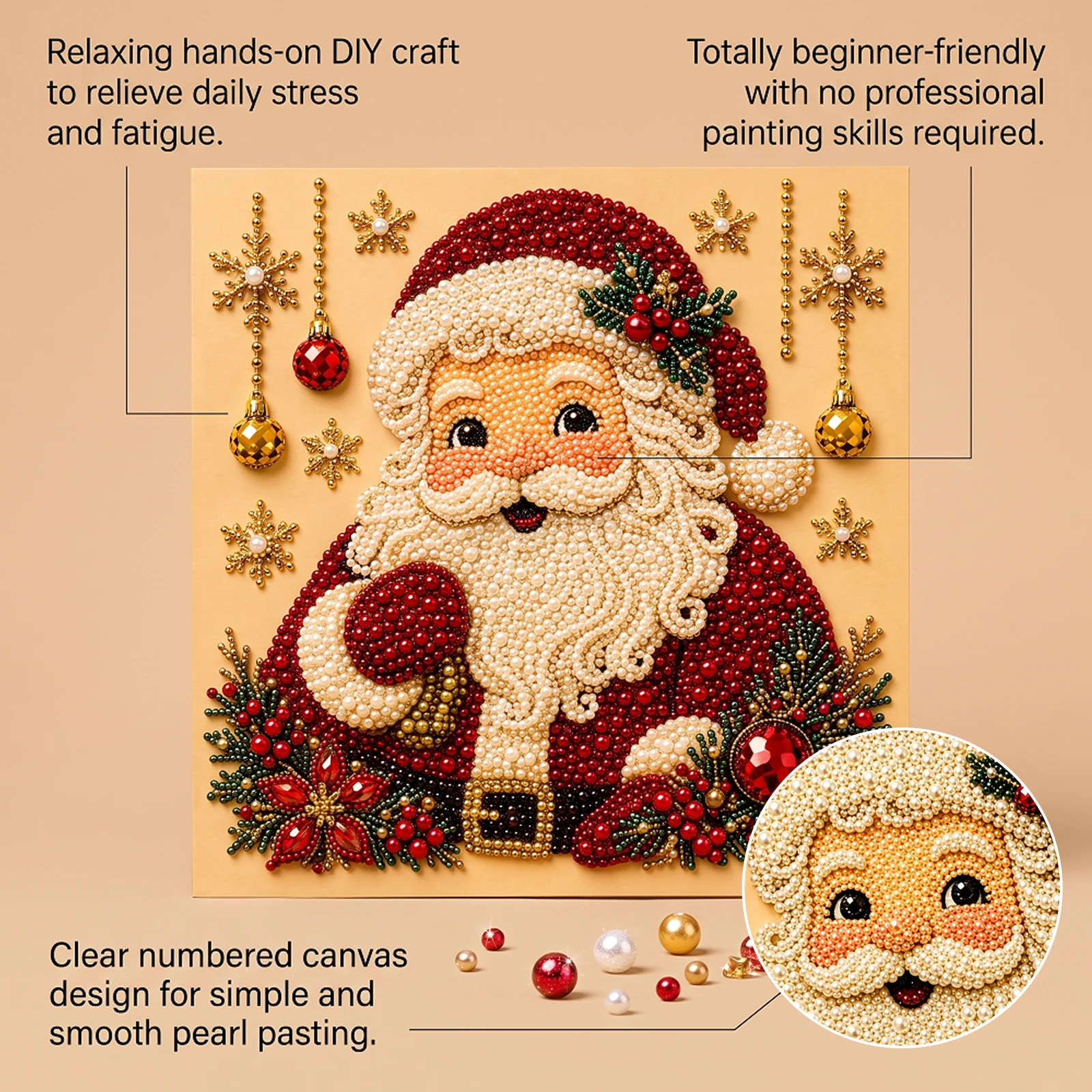 DOWMOO クリスマスパールアートキット サンタの肖像画  - Resin Art Wall Decor のレビューと価格