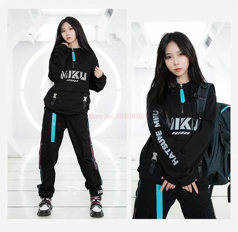 Hatsune Miku Biker Punching Locomotive Suit Coat Cartoon Female Winter Loose Pants Windproof  Fashion Warm Jacket Clothing Gift