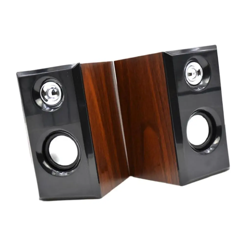 2 Pieces Wooden Speakers USB Computer Speakers for Party Gift Office