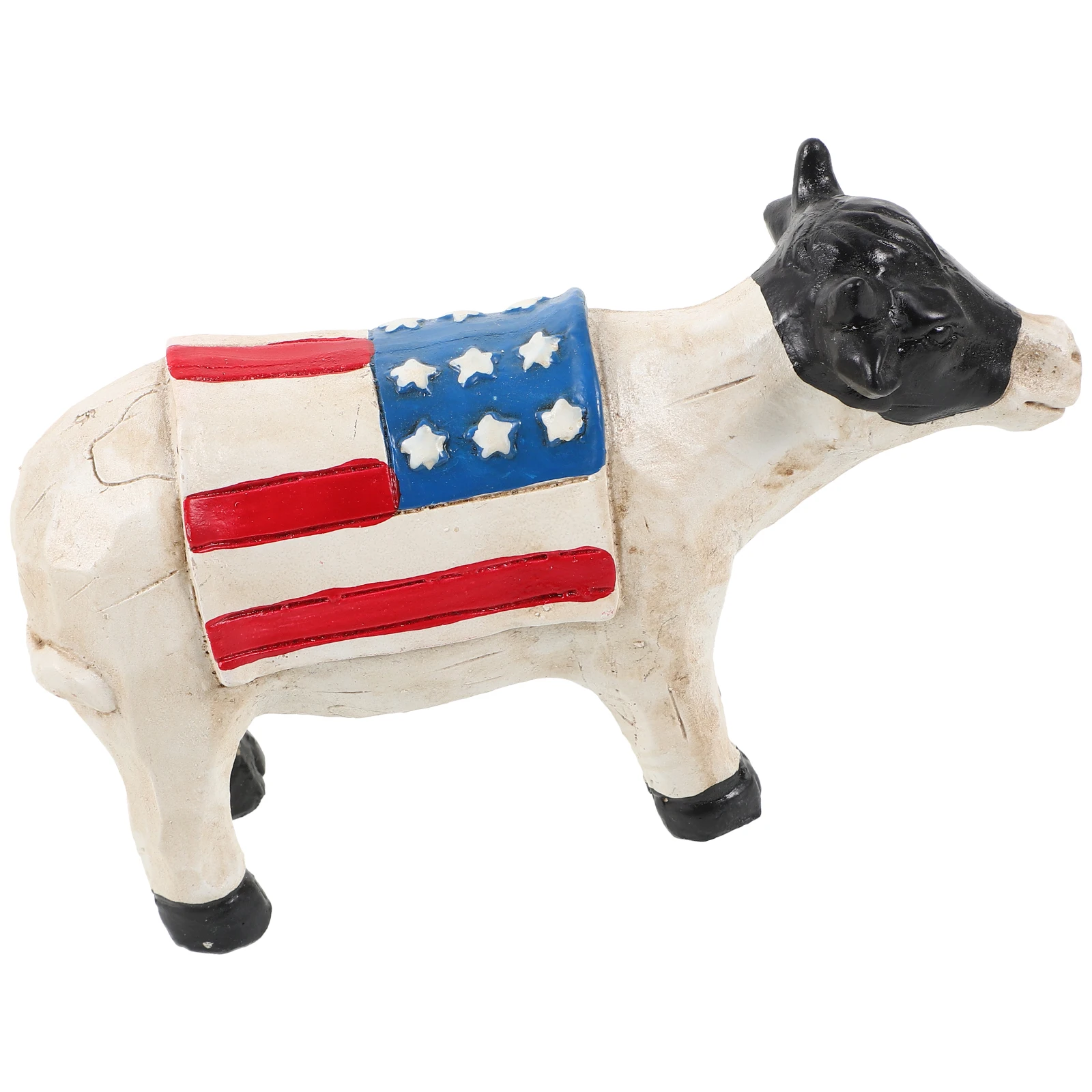 

Zodiac Ox Cow Figurine Statue Desktop Desktop Cow Statue Decor Patriotic US Flag Craft Year of Ox Prosperity Charm