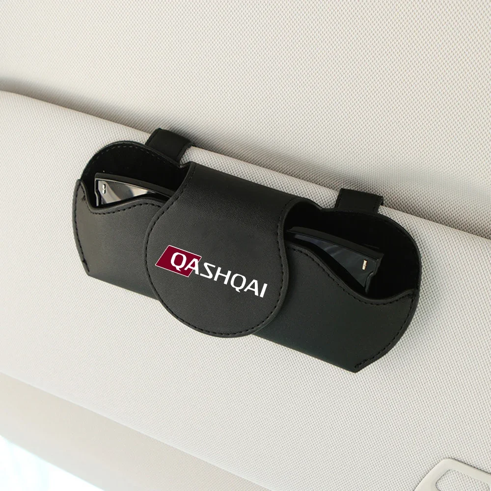 Magnetic Leather Car Eyeglass Case Automatic Closing Non-slip Auto Sun Visor Glasses Holder for Nissan Qashqai J10 J11