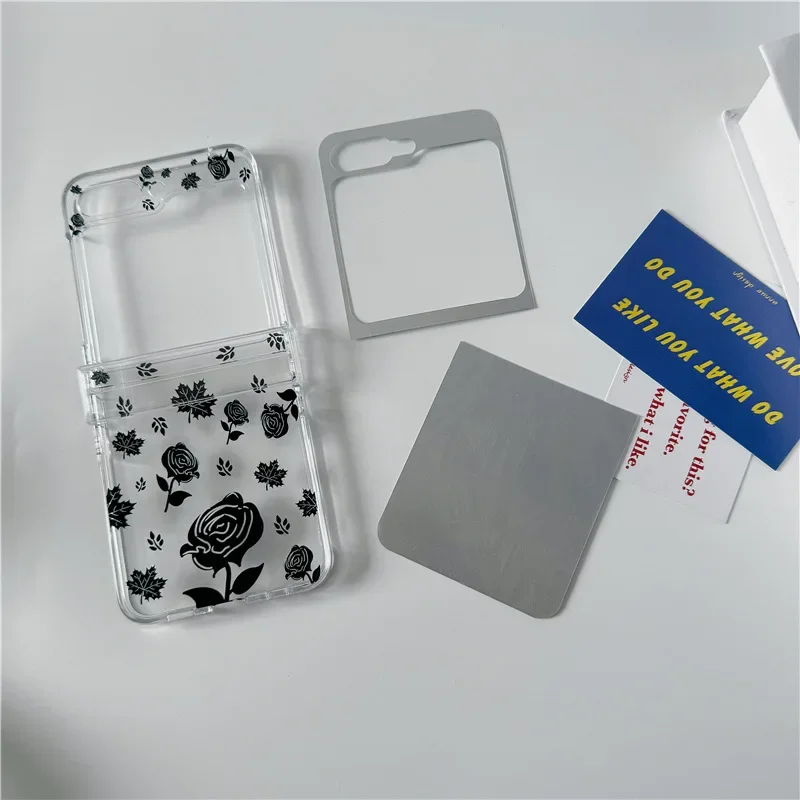 Чехол для телефона Black Rose для Samsung Galaxy Z Flip 6 5 4 3, защитная задняя крышка для ZFlip4 ZFlip5 ZFlip6, чехол