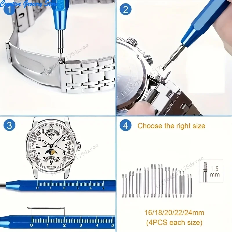 212pcs Watch Opener Repair Tool Kit Clock Pry Knife Screwdriver Pin Hammer Set Watchmaker Band Link Clockmaker Accessory