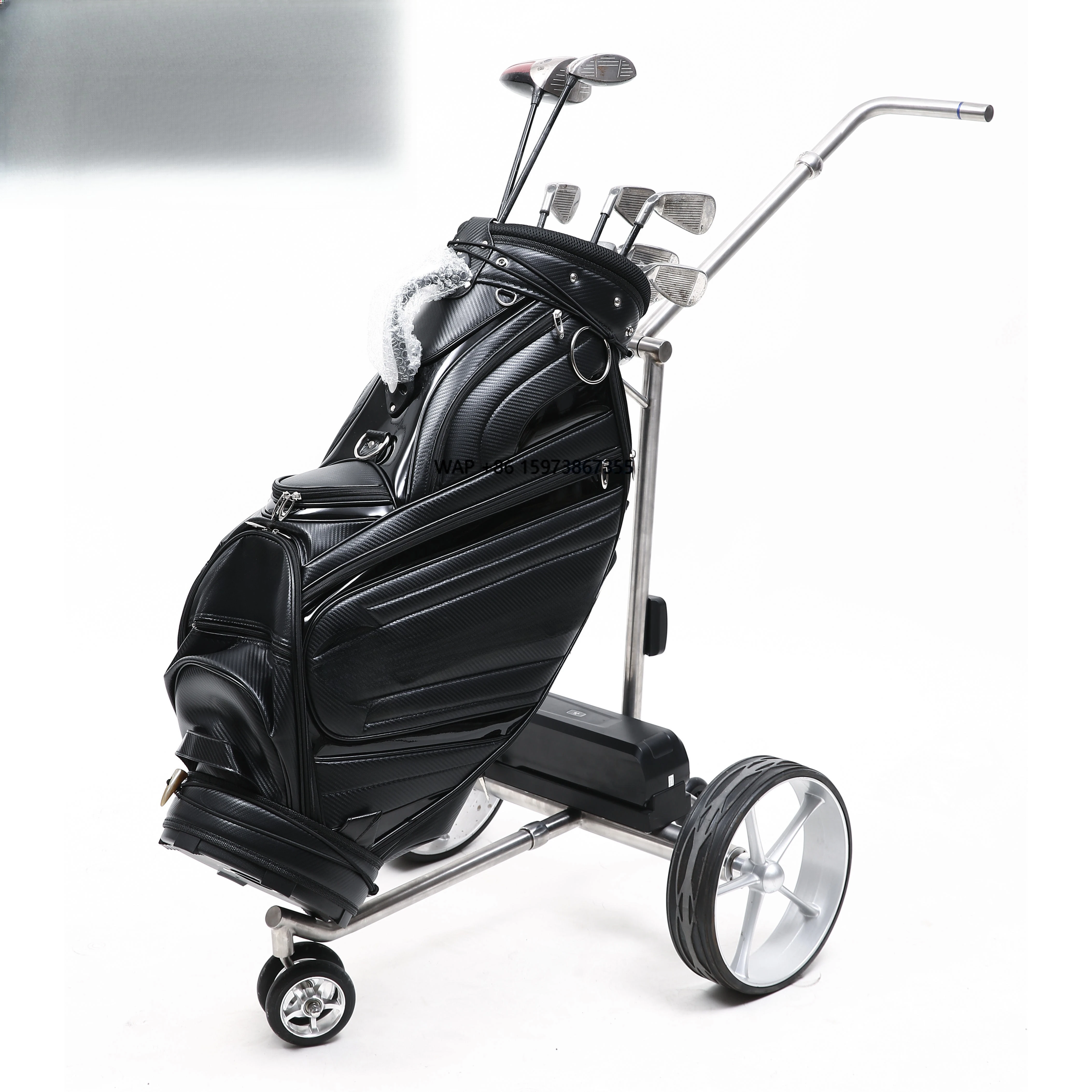 

Follow Me Factory Priced Remote Control Golf Push Cart Foldable Lightweight 3-Wheel Golf Trolley with Remote Control Follow Me