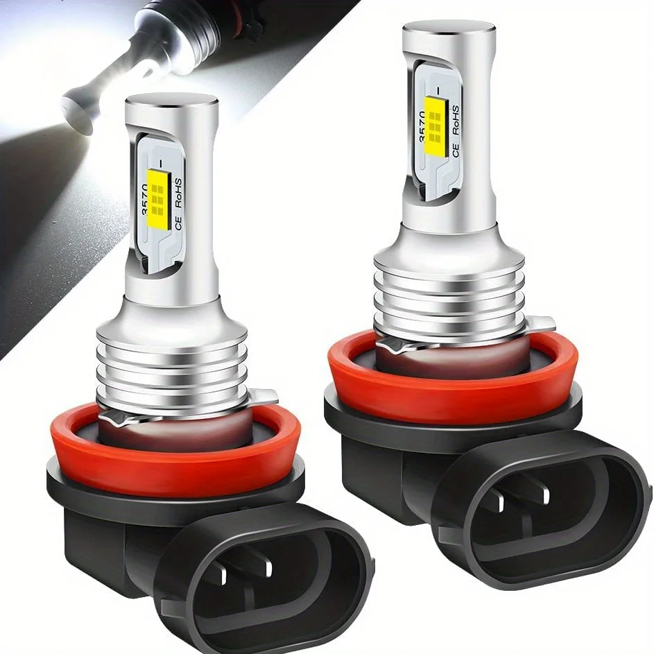 

2PCS 3570 H11 H8 H9 White Yellow Ice Blue LED Fog Lights - 12-24V High Brightness