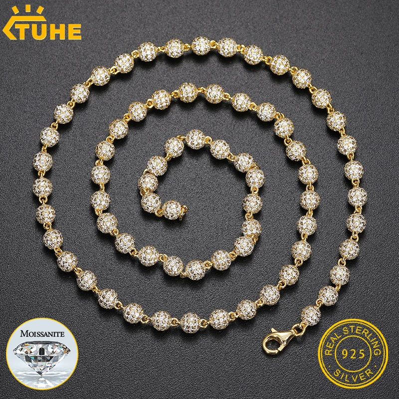 Fine Jewelry Unisex Buddhist Beads Chain Necklaces Moissanite Iced Out Chain 10mm 8mm 6mm For Men Hip Hop Jewelry