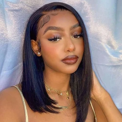 Short Bob 13x4 Lace Front Human Hair Wigs 5x5 Closure Wig glueless wigs straight human hair lace frontal wig ready to wear