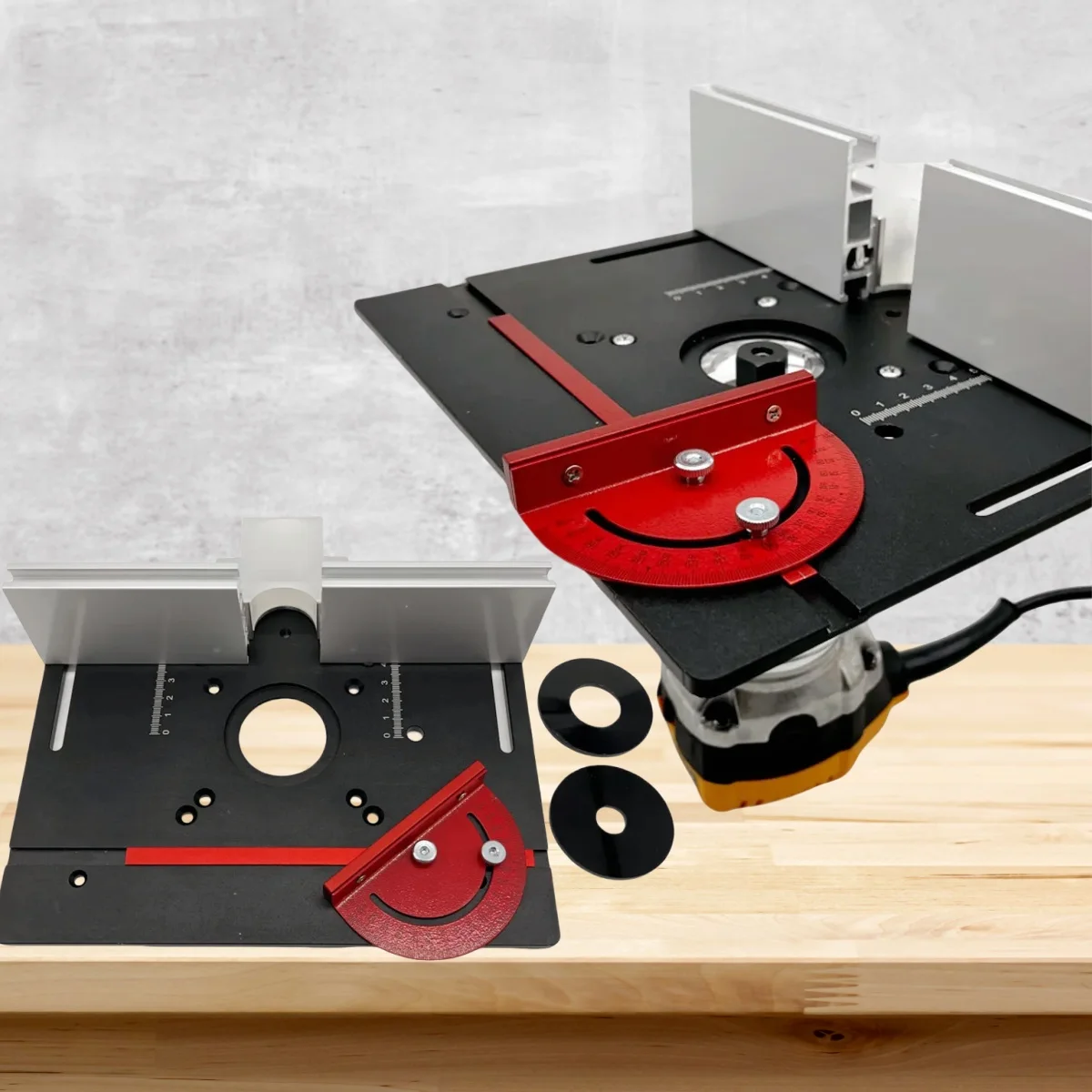 

Алюминиевая вставная пластина фрезерного стола X8 — деревообрабатывающая скамейка, бакелитовая фрезерованная столешница с выдвижным ограждением и угловым калибром