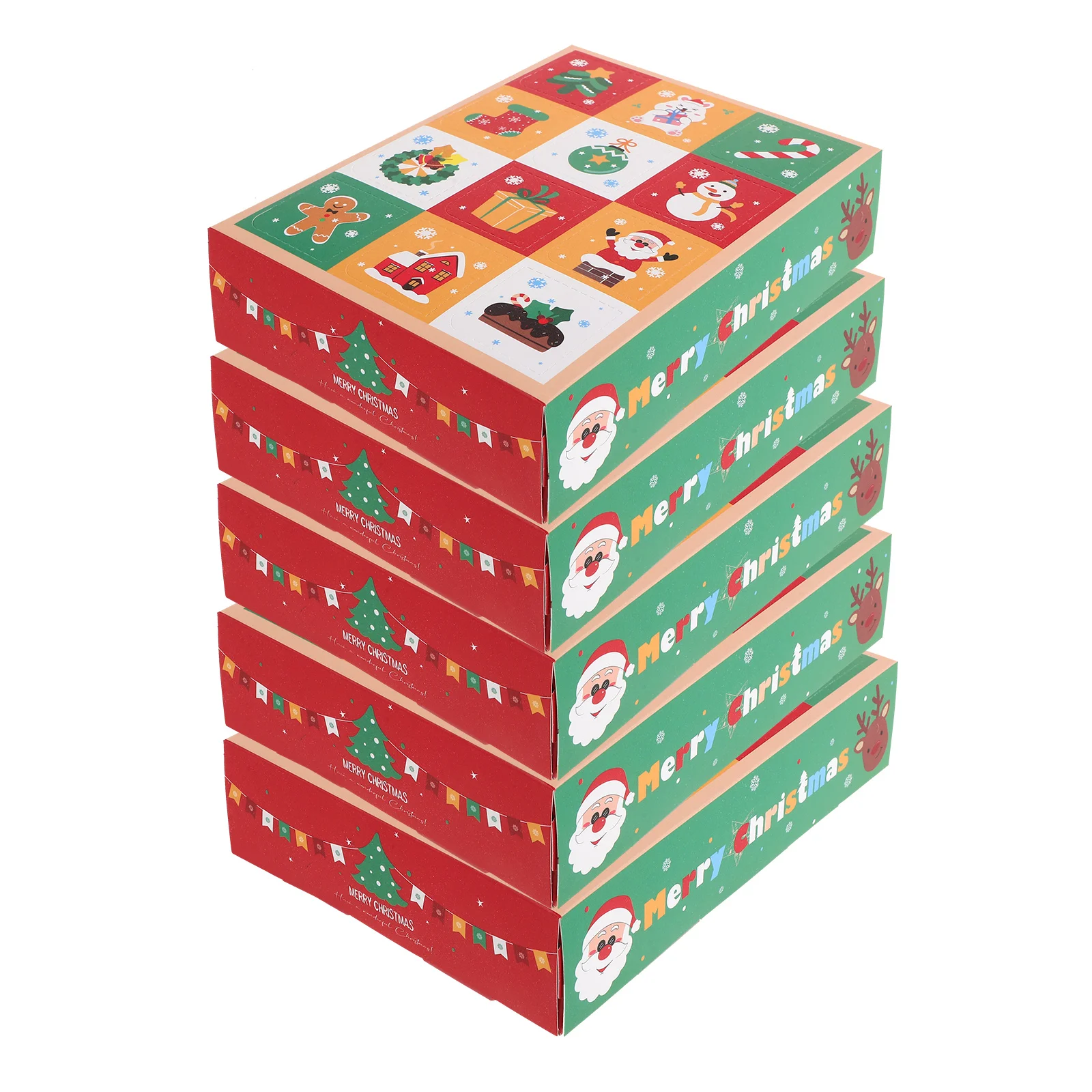 5pcs Christmas Gift Packing Box Christmas Gift Paper Box Christmas Candy Treat Wrapping Box