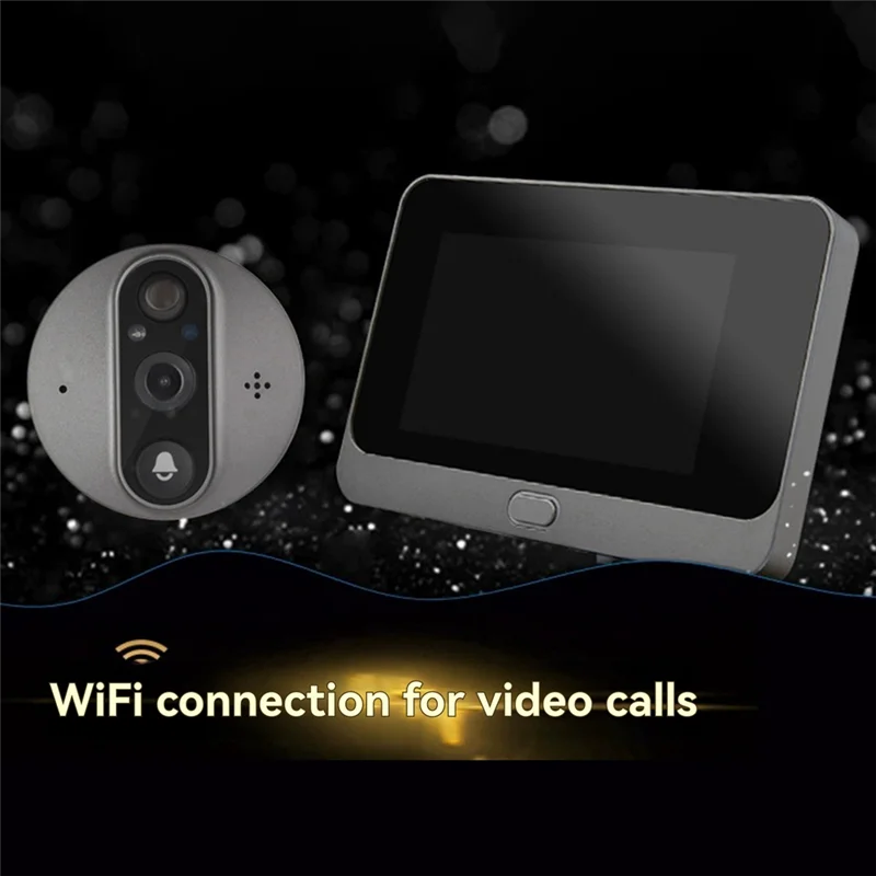 ABJO-Tuya Wi-Fi Smart Cat Eye Мониторинг дверного звонка 3-мегапиксельная камера 140 °   Широкоугольный электронный наблюдатель «кошачий глаз»