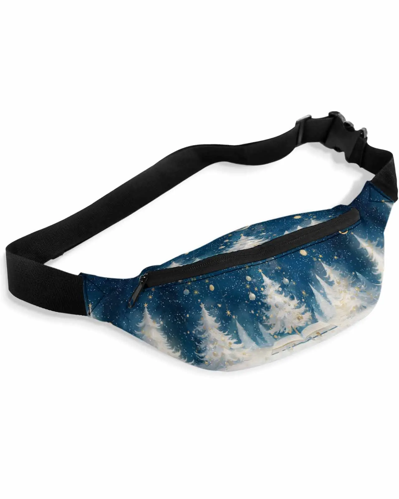 Christmas Tree Stars Moon Books Snowflakes Men Women Waist Bag Fanny Pack Belt Bag Wallet Pouch Waterproof Banana Hip Bags