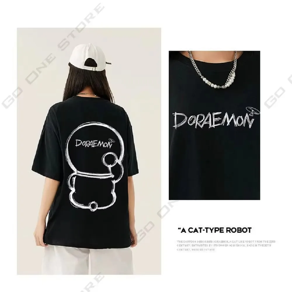 

motorcycle 2025 Summer cotton T-shirt top Japanese animation print universal pocket men and women street couple T-shirt