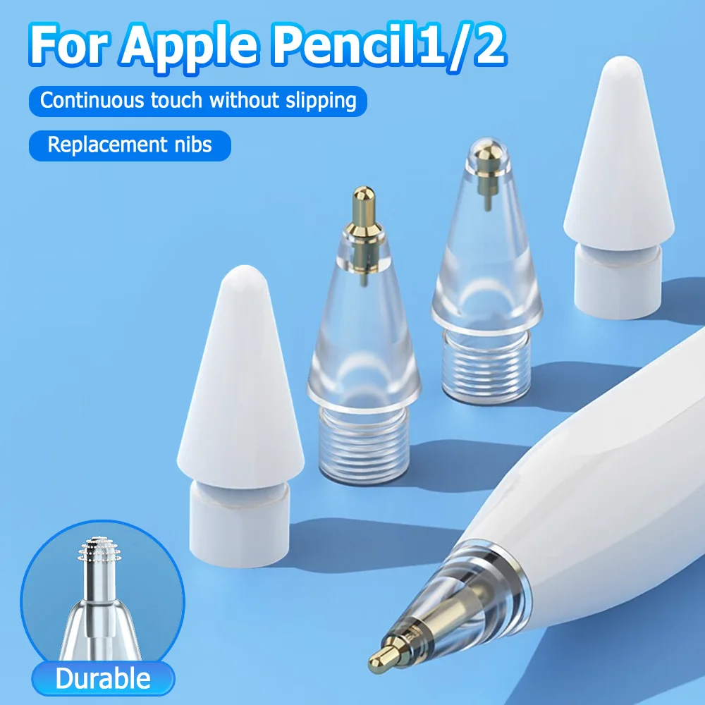 Replacement Nibs for Apple Pencil 1st 2nd Generation Metal Needle Tip Wear-resistant Transparent White Options High-Strength
