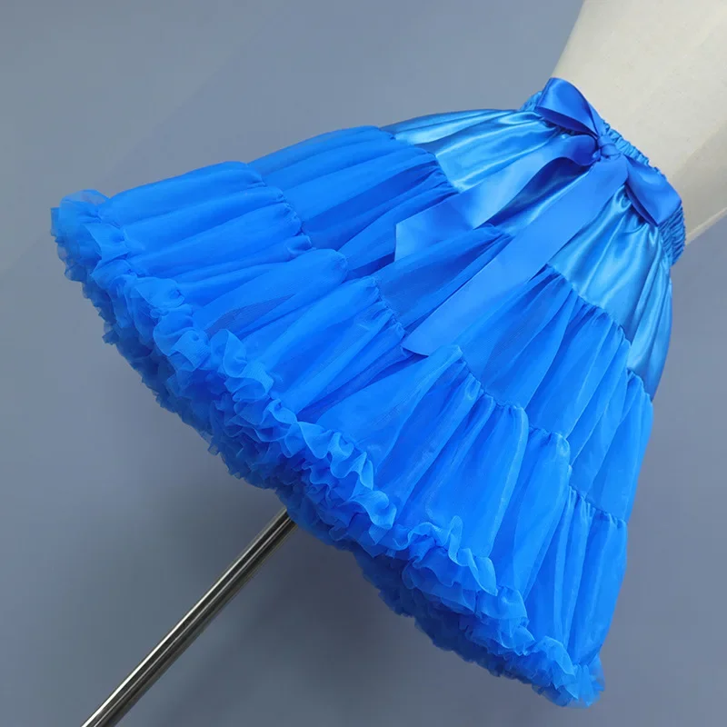 Blue Ballet Dancewear Skirt Ball Gown Tulle Tutu Petticoat Women Adult