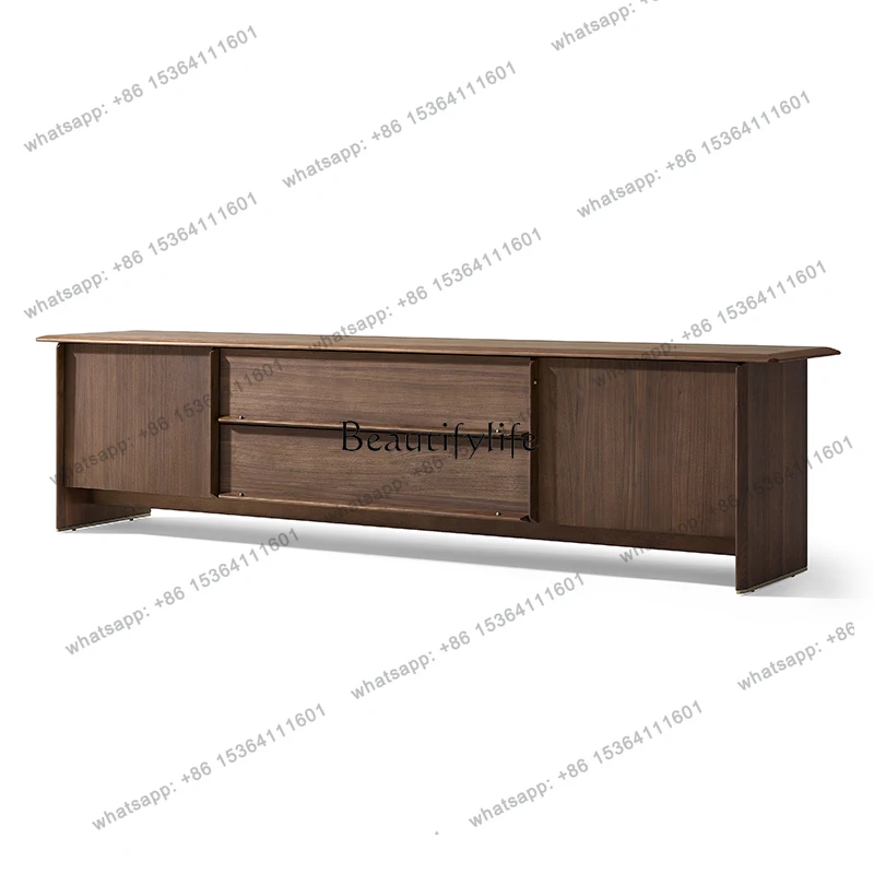 

12Nordic wabi-sandy wind solid wood TV cabinet Italian black walnut TV cabinet