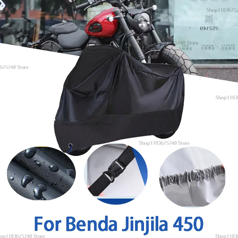 Housses complètes de moto pour Benda Jinjila 450, Protection solaire d'extérieur, poussière, sans oreille, accessoires en tissu Oxford épais