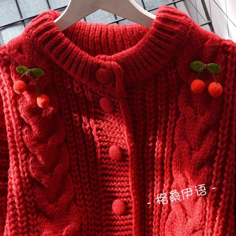 Women Autumn Korean Fashion Sweet Loose Solid Color O-neck Long Sleeve Knitwear Ladies Trend All-match Knitting Cardigan Coat