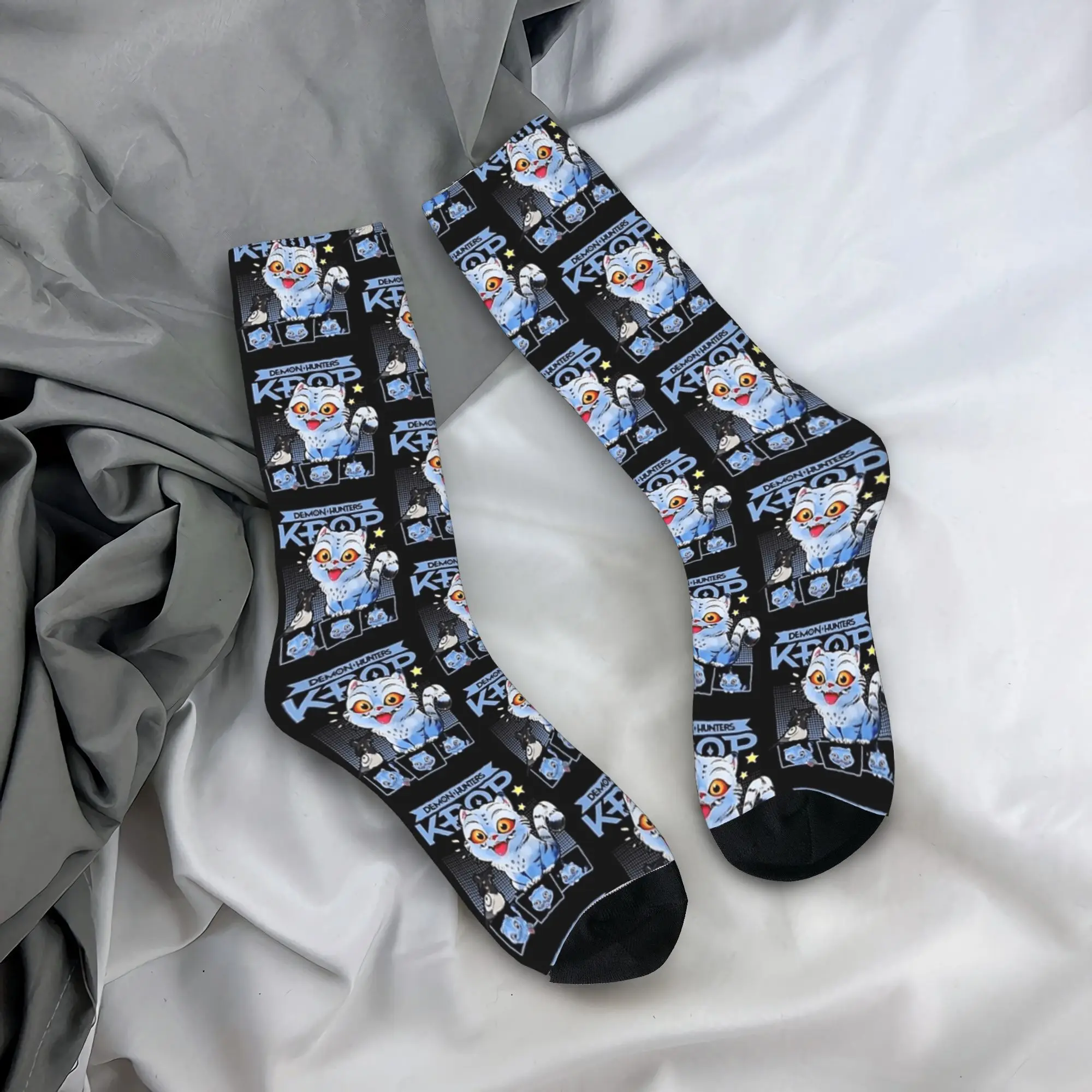 Calcetines de cazadores de demonios KPop azul tigre, medias de ocio, calcetines antideslizantes de primavera para parejas, calcetines suaves y transpirables para monopatín