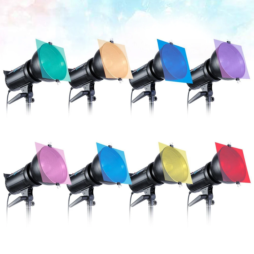 

8PCS 12 Inches Flash Lamp Color Color Film Television Lights Optical Filter Colored Speedlight Filter Premium Flash