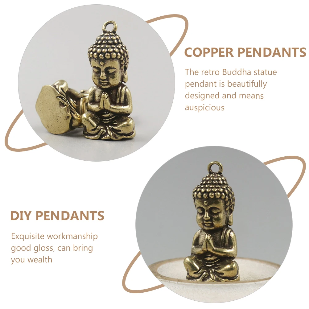 

2 Pcs Buddha Keychain Amulet Bead Pendant Necklace Brass Car Charm Accessories Durable Lightweight Compact Creative Decorative