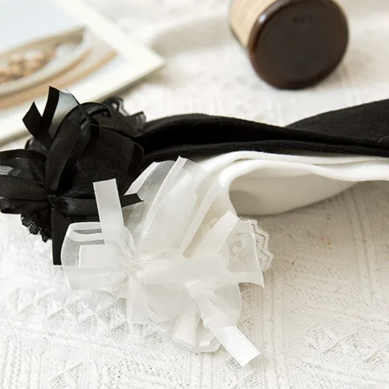 

Lolita Lace Bow Cute Ruffle Sock Mesh Lace Frilly Socks for Women Ruffle Socks JK Uniform Socks Kawaii Japanese Black White Girl