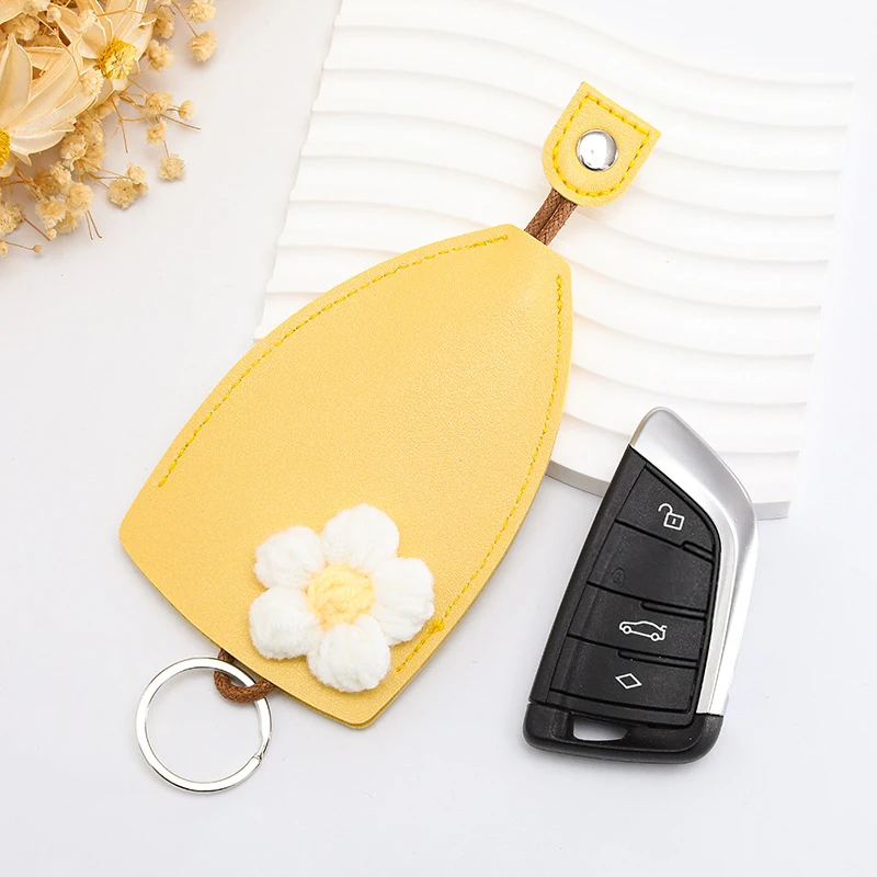 Funda creativa extraíble para llaves, Protector bonito para llavero de coche con gancho para soporte, Funda de cuero de gran capacidad, bolsas para llavero