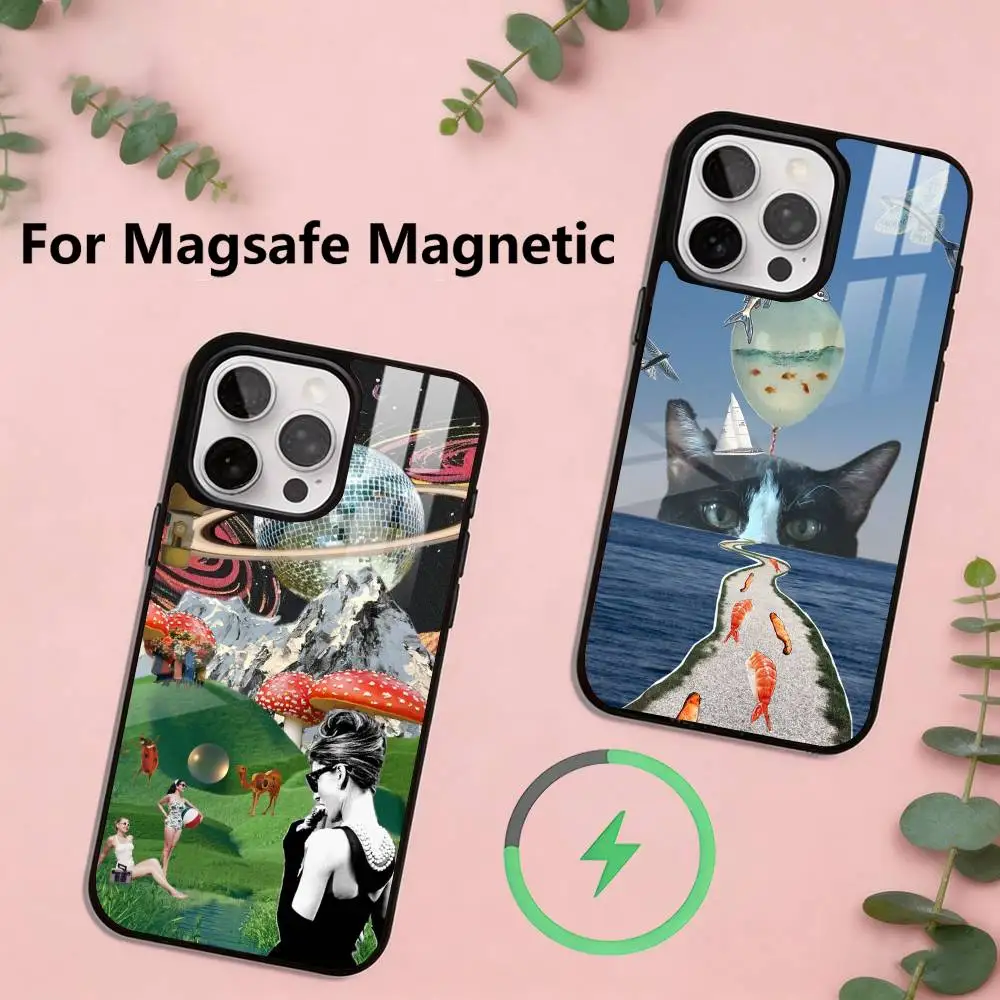

V-Vintage Dreamcores Phone Case For iPhone17,16,15,14,13,12,11 Plus,Pro Magnetic For Magsafe Wireless Charging