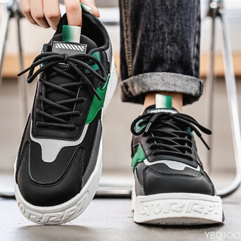 大きいサイズのカジュアルで快適なボードシューズ、ファッショナブルで多用途なスポーツシューズ、春夏新作、レースアップ、厚底、シンプルなメンズシューズ