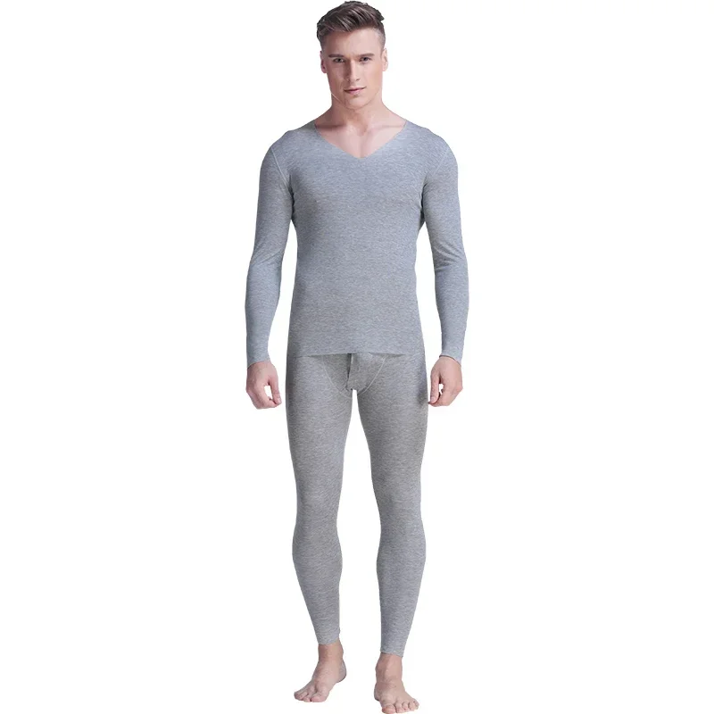 

Мужской комплект термобелья: бесшовные кальсоны и футболка из модала, тонкая облегающая одежда