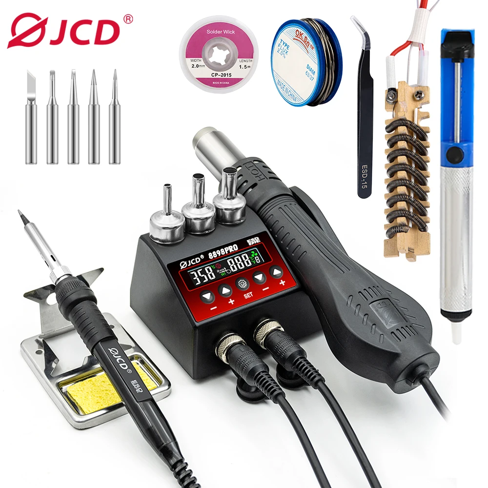 

JCD 8898Pro Soldering Station 2 in 1 Hot Air Gun Solder Iron LCD Digital Display For Cell-Phone SMD BGA IC Repair Solder Tools