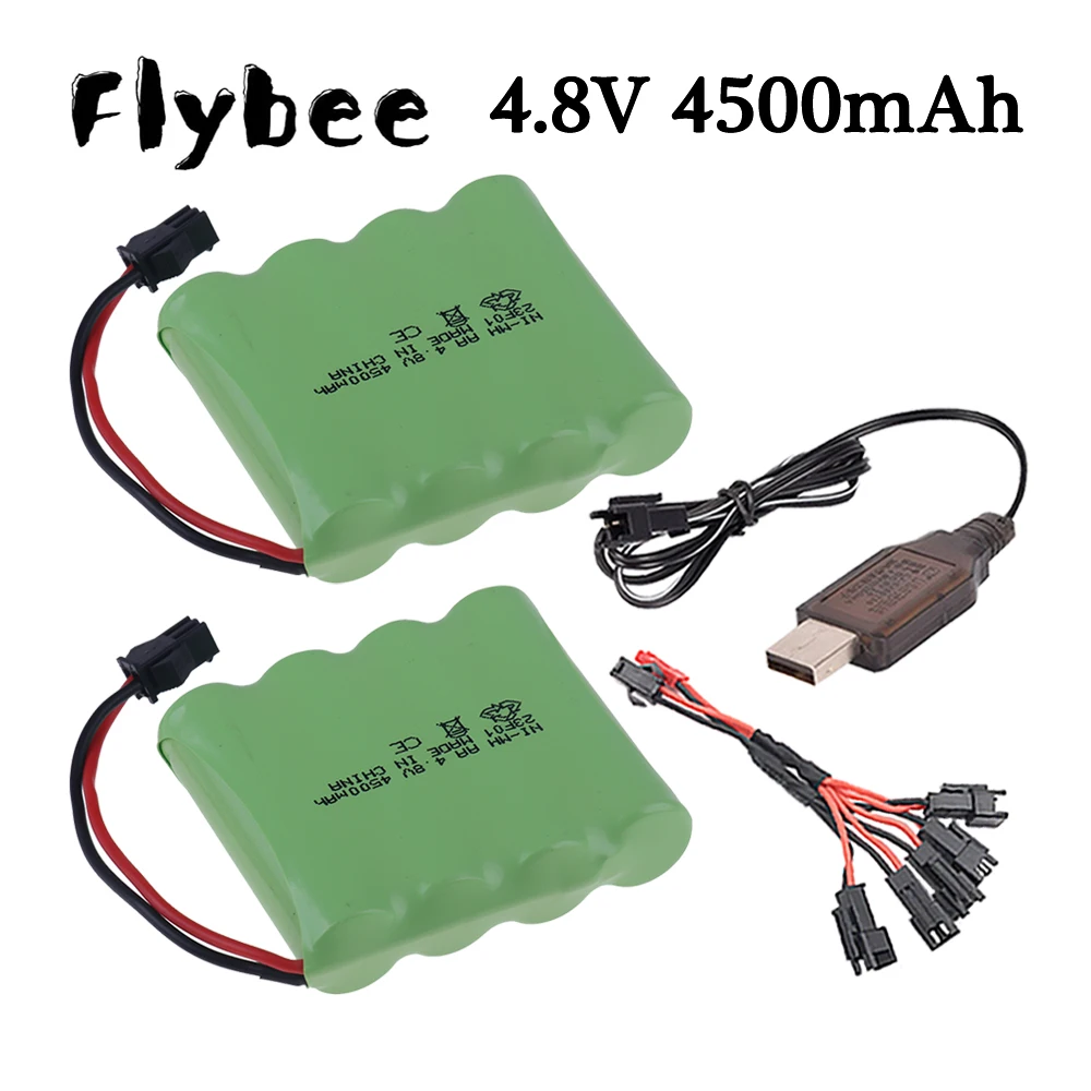 充電式バッテリーパック,USB充電器,4.8v,4500mah,rcおもちゃ,車,タンク,トラック,ロボットボート,充電式,4 x aa