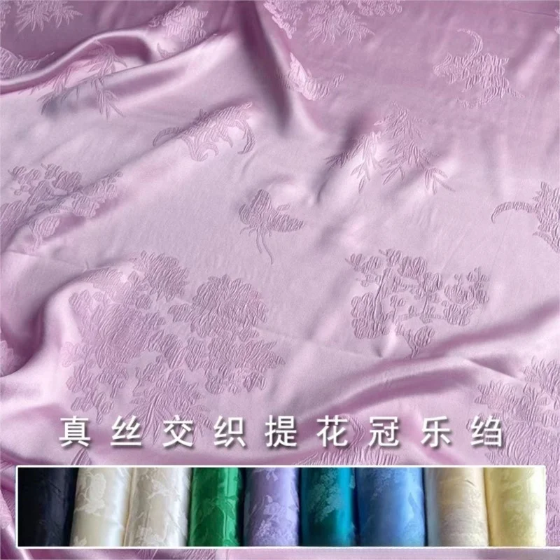 

140cm wide jacquard crown satin new Chinese-style clothing cheongsam dress fabric silk
