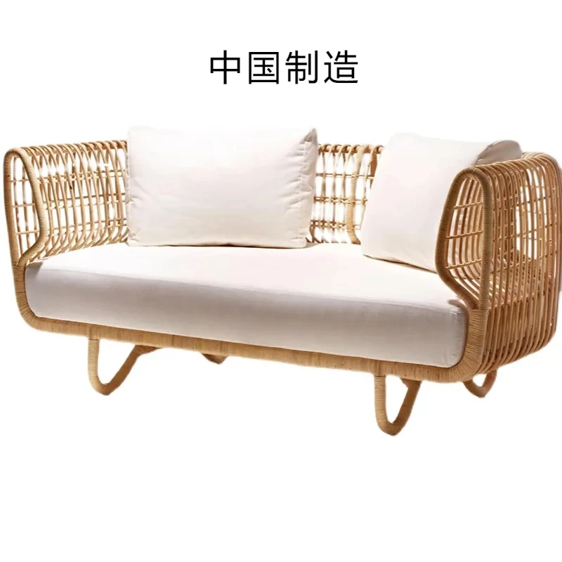 customized Outdoor sofa rattan woven coffee table combination simple leisure residential accommodation Indonesian rattan chair