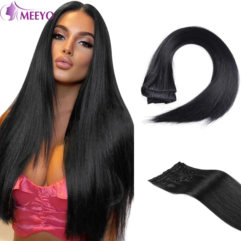 

Seamless Clip ins Hair Extensions Straight Human Hair Brazilian Unprocessed Human Hair Natural Black 2 4 Color For 120G 8Pcs/Set