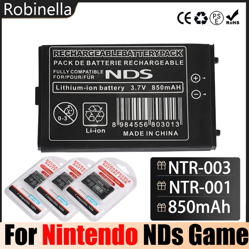 NTR-003 NTR-001 بطارية ليثيوم قابلة للشحن 3.7 فولت 850 مللي أمبير في الساعة لوحدة تحكم ألعاب نينتندو NDS NTR003 بطاريات بديلة