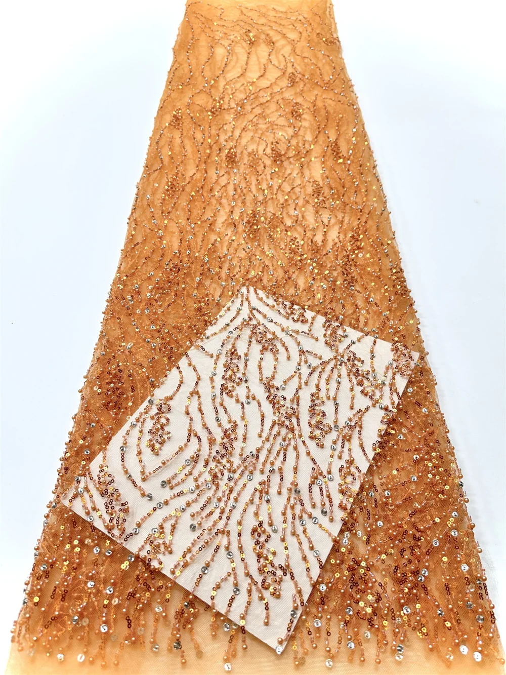 Red Luxury African Lace Fabric 2026 High Quality Sequins Beads Lace Fabric For Nigeria Wedding French Net Lace Fabric Christmas